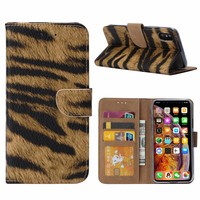 Tijger print lederen Bookcase hoesje voor de Apple iPhone XS