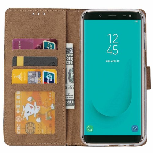 Tijger print lederen Bookcase hoesje voor de Samsung Galaxy J6 Plus 2018