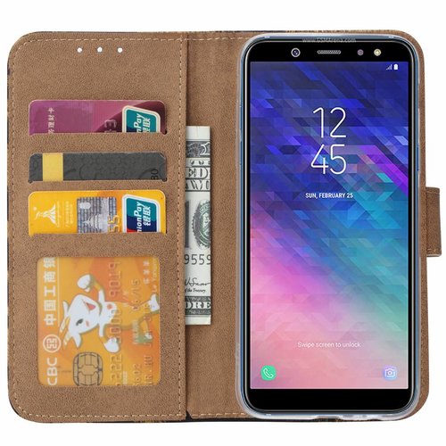 Tijger print lederen Bookcase hoesje voor de Samsung Galaxy A6 2018