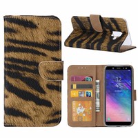 Tijger print lederen Bookcase hoesje voor de Samsung Galaxy A6 2018