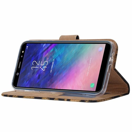 Tijger print lederen Bookcase hoesje voor de Samsung Galaxy A6 2018