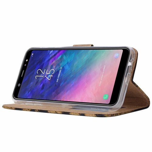 Tijger print lederen Bookcase hoesje voor de Samsung Galaxy A6 Plus 2018