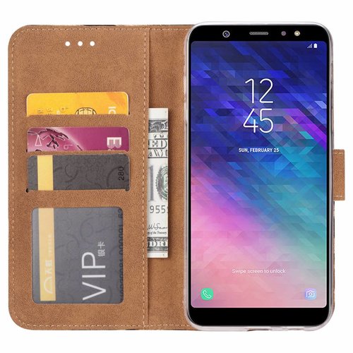 Panter print lederen Bookcase hoesje voor de Samsung Galaxy A6 Plus 2018