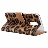 Panter print lederen Bookcase hoesje voor de Samsung Galaxy A6 Plus 2018