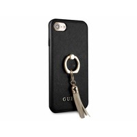 Guess Originele Saffiano Ring Back Cover Hoesje voor de Apple iPhone 6 / 6S / 7 / 8 - Zwart