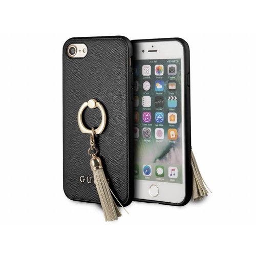 Guess Originele Saffiano Ring Back Cover Hoesje voor de Apple iPhone 6 / 6S / 7 / 8 - Zwart