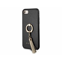 Guess Originele Saffiano Ring Back Cover Hoesje voor de Apple iPhone 6 / 6S / 7 / 8 - Zwart