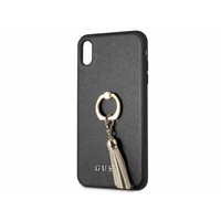 Guess Originele Saffiano Ring Back Cover Hoesje voor de Apple iPhone XS Max - Zwart