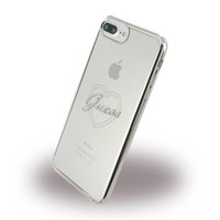 Guess Originele Heart Signature Transparant Hard TPU Back Cover Hoesje voor de Apple iPhone 7 / 8 Plus - Zilver