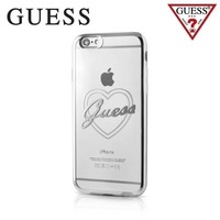 Guess Originele Heart Signature Transparant Hard TPU Back Cover Hoesje voor de Apple iPhone 7 / 8 Plus - Zilver