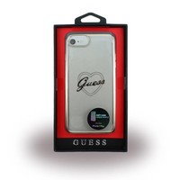 Guess Originele Heart Signature Transparant Hard TPU Back Cover Hoesje voor de Apple iPhone 7 / 8 Plus - Goud