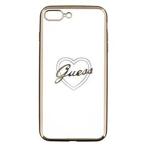 Guess Originele Heart Signature Transparant Hard TPU Back Cover Hoesje voor de Apple iPhone 7 / 8 Plus - Goud