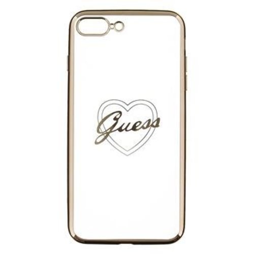 Guess Originele Heart Signature Transparant Hard TPU Back Cover Hoesje voor de Apple iPhone 7 / 8 Plus - Goud