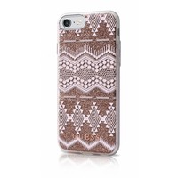 Guess Originele Tribal 3D Aztec Transparant Hard TPU Back Cover Hoesje voor de Apple iPhone 7 / 8 - Taupe