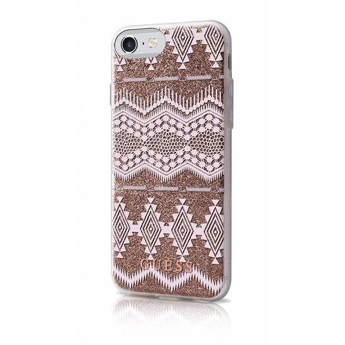 Guess Originele Tribal 3D Aztec Transparant Hard TPU Back Cover Hoesje voor de Apple iPhone 7 / 8 - Taupe