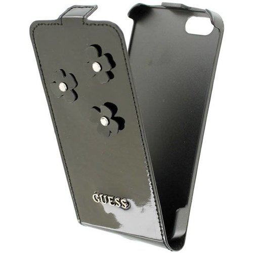 Guess Originele Daisy Flip Case hoesje voor de Apple iPhone 5 / 5S / SE - Zwart