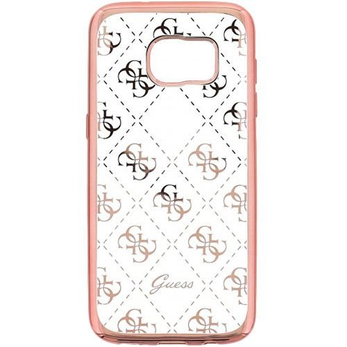 Guess Originele Scarlett Transparant Hard TPU Back Cover Hoesje voor de Samsung Galaxy S7 Edge - Rosé Goud