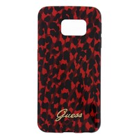 Guess Originele Animalier Leopard Hard TPU Back Cover Hoesje voor de Samsung Galaxy S6 Edge - Rood