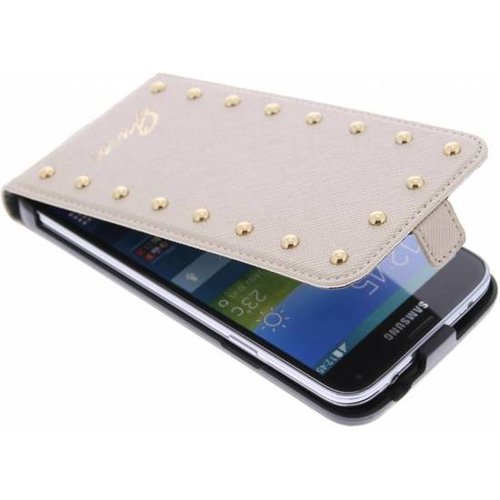 Guess Originele Studded Collection Flip Case hoesje voor de Samsung S5 - Beige