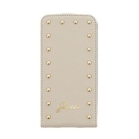 Guess Originele Studded Collection Flip Case hoesje voor de Samsung S5 - Beige