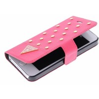 Guess Originele Tessi Folio Bookcase hoesje met Gouden Studs voor de Apple iPhone 5 / 5S / SE - Roze