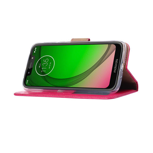 Bookcase Motorola Moto G7 Play hoesje - Roze