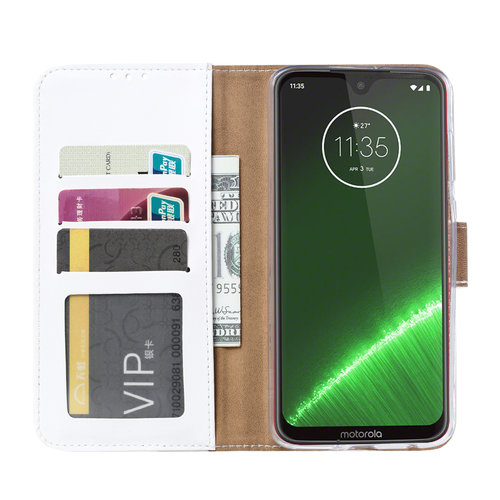 Bookcase Motorola Moto G7 Plus hoesje - Wit