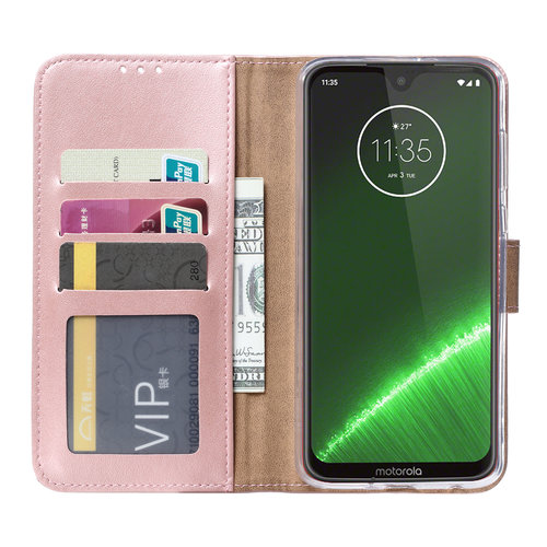 Bookcase Motorola Moto G7 Plus hoesje - Rosé Goud