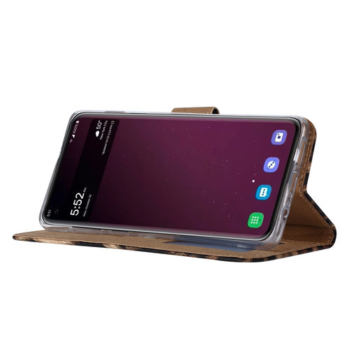 Panter print lederen Bookcase hoesje voor de Samsung Galaxy S10 Plus