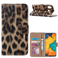 Panter print lederen Bookcase hoesje voor de Samsung Galaxy A30