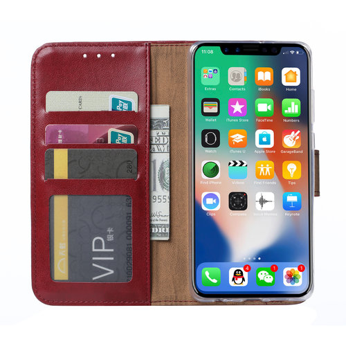 Bookcase Apple iPhone XR hoesje - Bordeauxrood