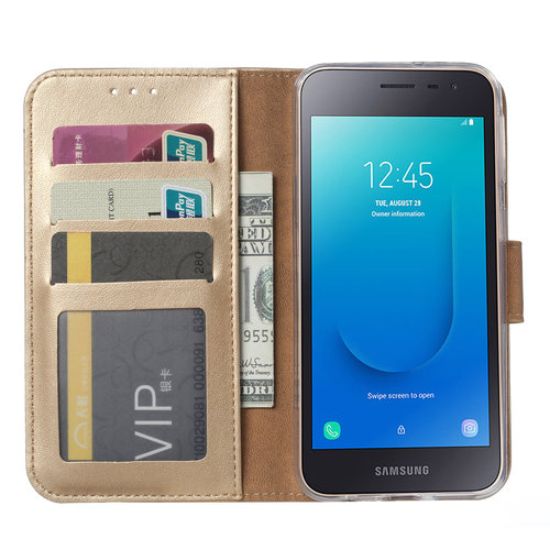 Bookcase Samsung Galaxy J2 Core hoesje - Goud