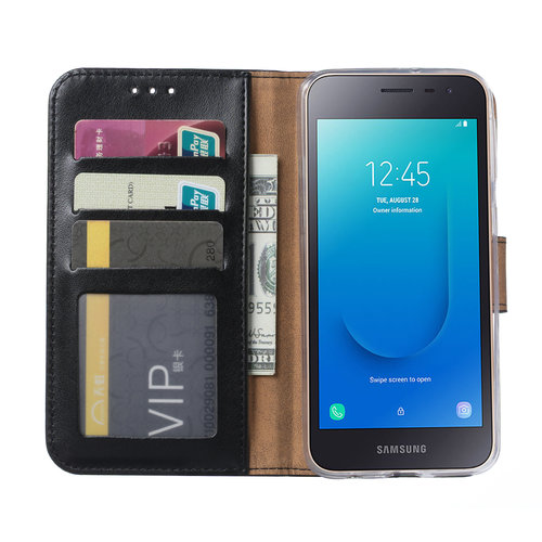 Bookcase Samsung Galaxy J2 Core hoesje - Zwart