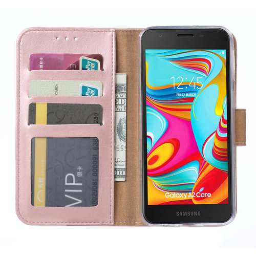 Bookcase Samsung Galaxy A2 Core hoesje - Rosé Goud