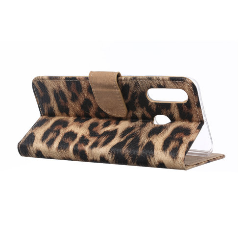 Panter print lederen Bookcase hoesje voor de Samsung Galaxy A60