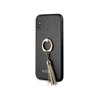 Guess Originele Saffiano Ring Back Cover Hoesje voor de Apple iPhone X / XS - Zwart