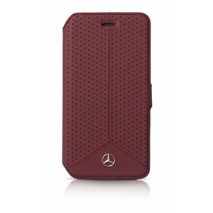 Mercedes-Benz Originele Perforated Echt Lederen Bookcase voor de Apple iPhone 6 / 6S - Bordeauxrood