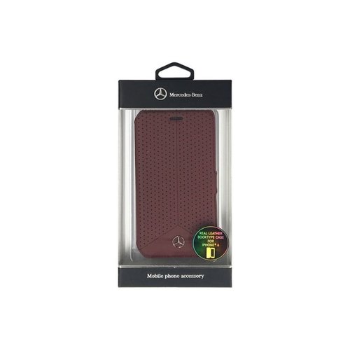 Mercedes-Benz Originele Perforated Echt Lederen Bookcase voor de Apple iPhone 6 / 6S - Bordeauxrood