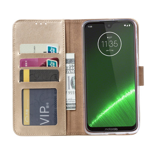 Bookcase Motorola Moto G7 Power hoesje - Goud