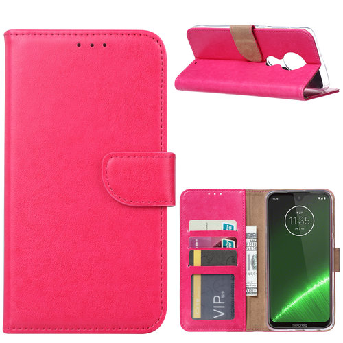 Bookcase Motorola Moto G7 Power hoesje - Roze