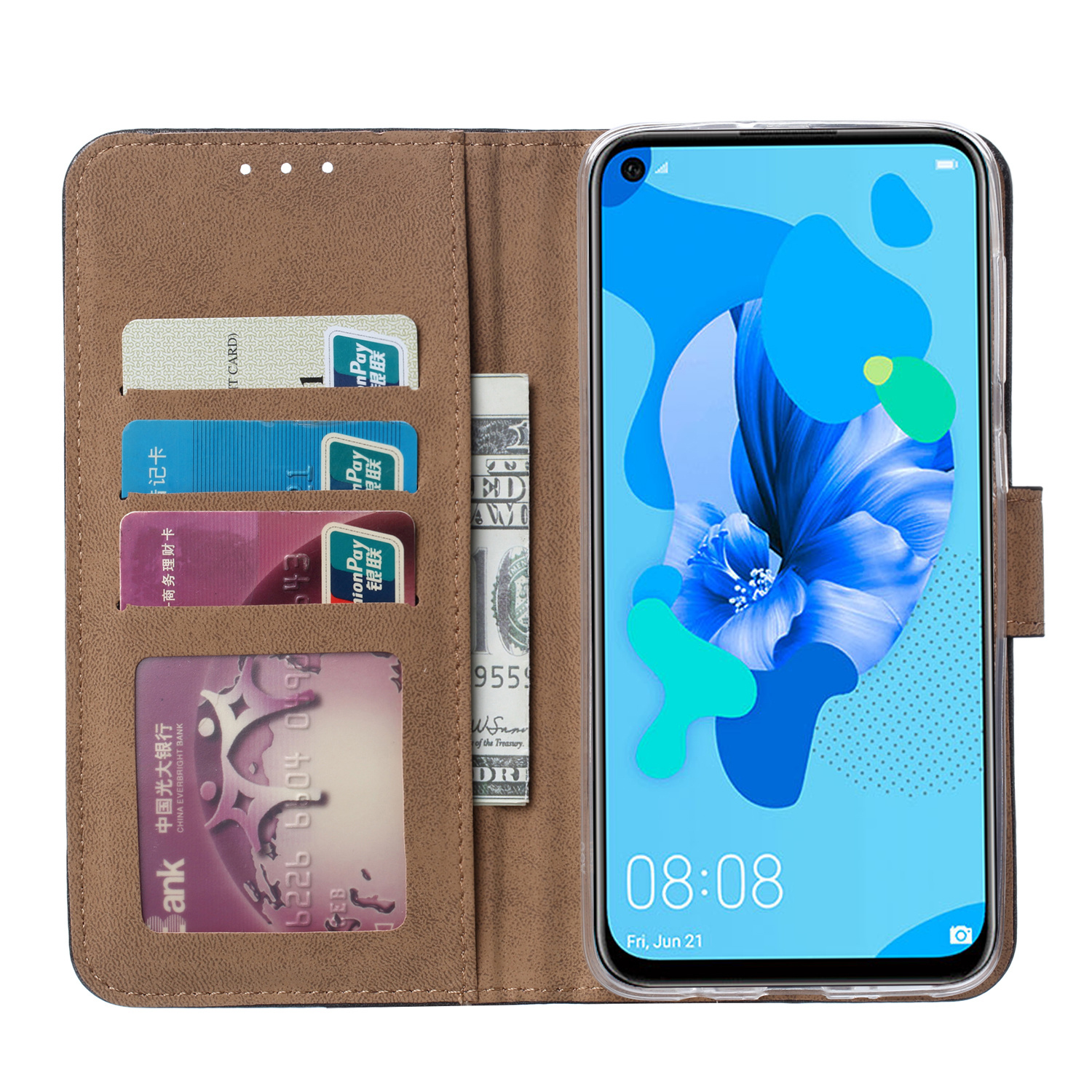 toediening Schrikken Eindig Panter print lederen Bookcase hoesje voor de Huawei P20 Lite (2019) -  Diamtelecom