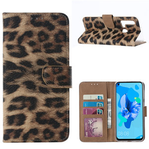 Panter print lederen Bookcase hoesje voor de Huawei P20 Lite (2019)