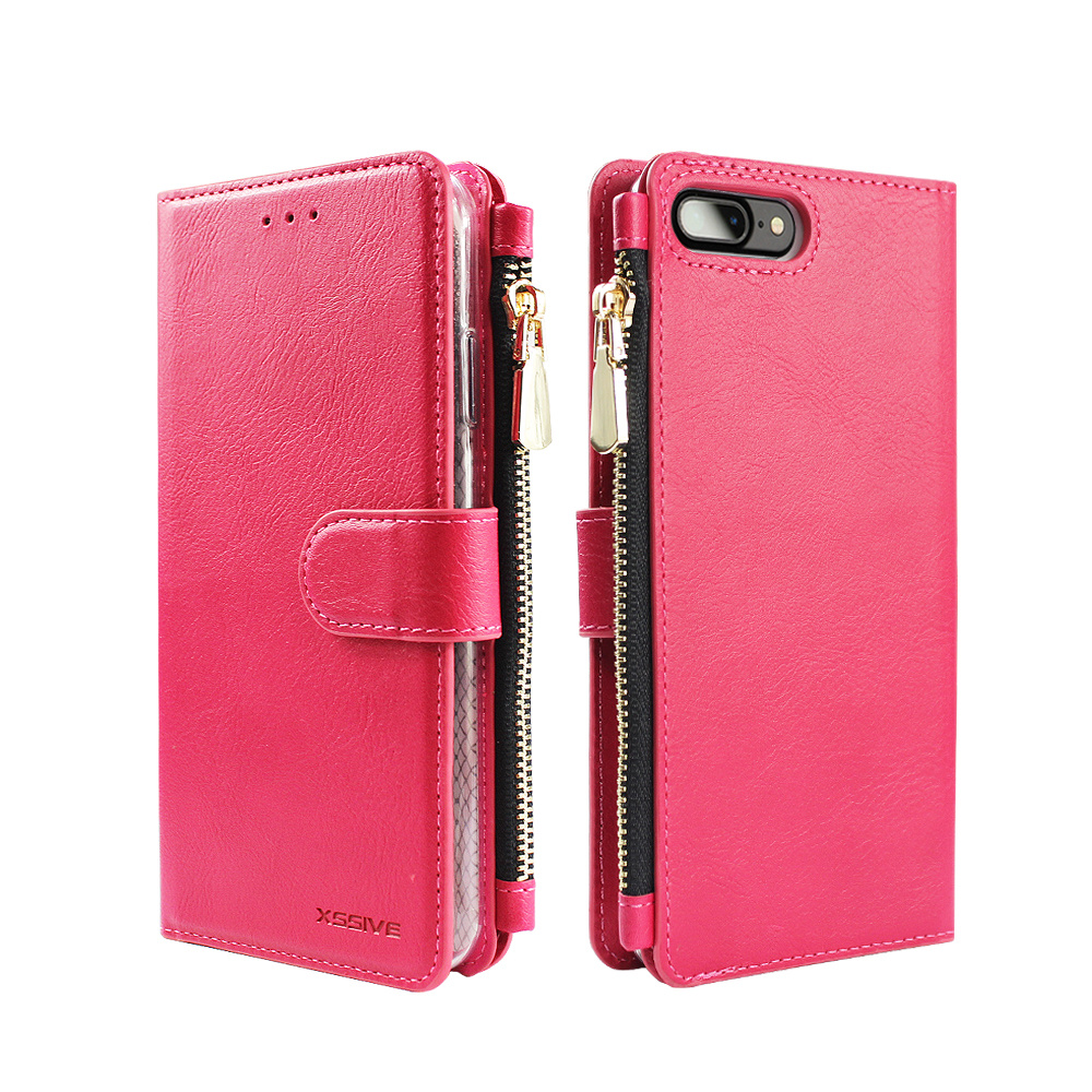 Xssive Portemonnee Case iPhone 7 hoesje - Roze - Diamtelecom