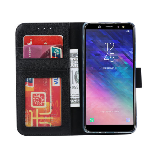 Lederen Bookcase Samsung Galaxy A6 2018 hoesje - Zwart