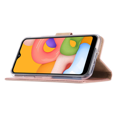 Bookcase Samsung Galaxy A01 hoesje - Rosé Goud