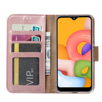 Bookcase Samsung Galaxy A01 hoesje - Rosé Goud