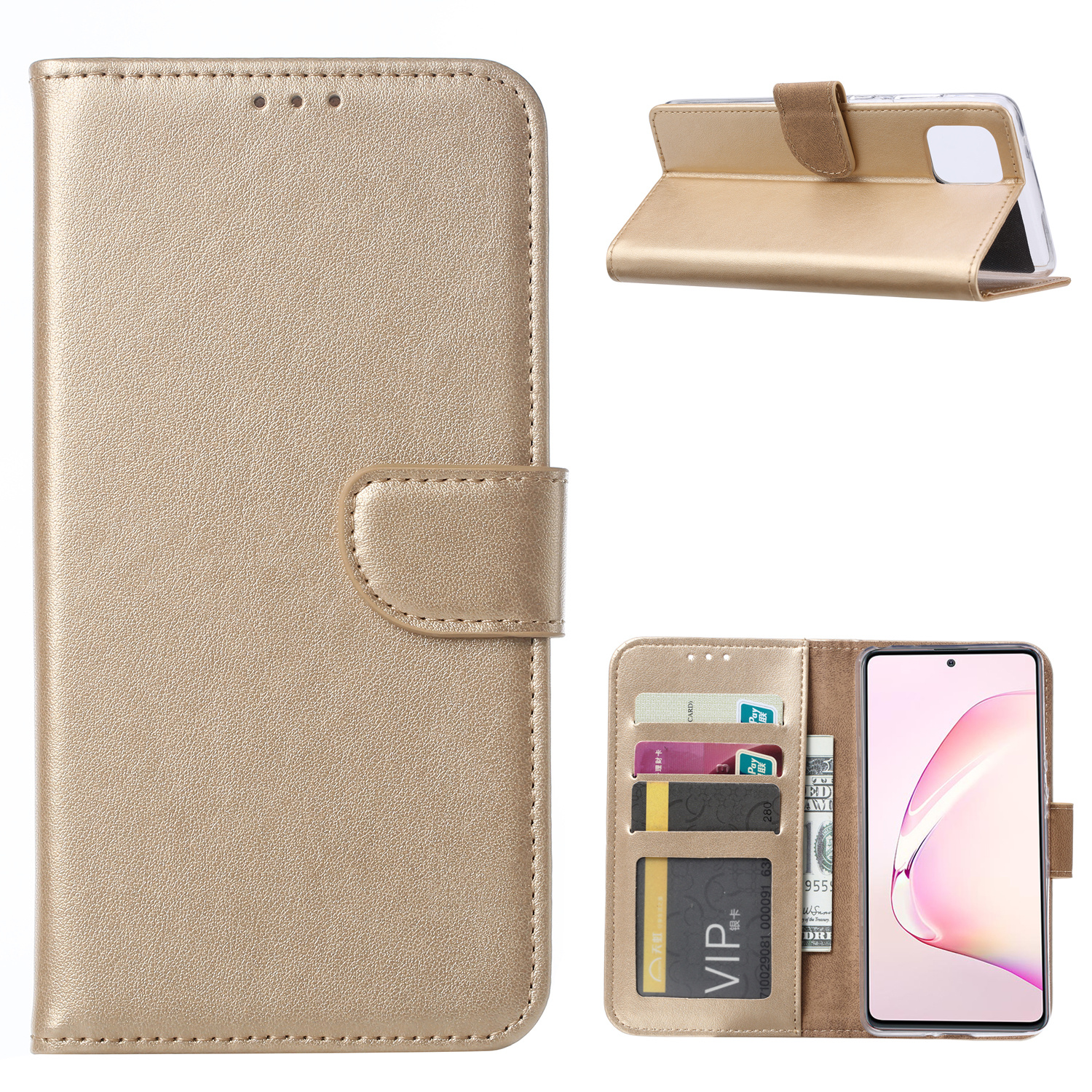 Neem de telefoon op Storen Zonnebrand Bookcase Samsung Galaxy Note 10 Lite hoesje - Goud - Diamtelecom