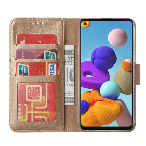 Bookcase Samsung Galaxy A21S hoesje - Goud