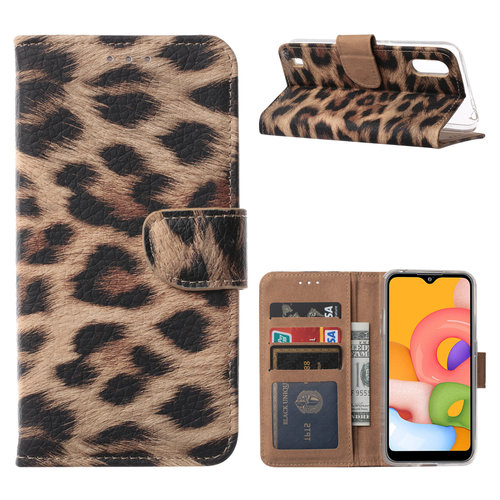 Panter print Bookcase hoesje voor de Samsung Galaxy A01