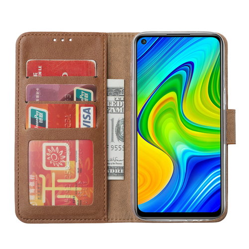 Bookcase Xiaomi Redmi Note 9 Hoesje - Bruin